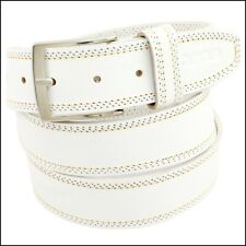 Cintura Uomo vera Pelle Bianco Cinta Donna in Cuoio Sportiva Casual di da 4 cm g