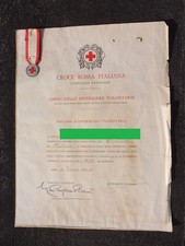 DIPLOMA NUMERATO E MEDAGLIA CROCE ROSSA INFERMIERA VOLONTARIA NOMINATIVA 1942