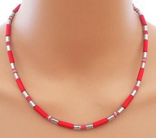 Collana tubolare ematite rosso