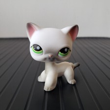 Littlest Pet Shop LPS #125 grigio pelo corto gatto verde occhio rosa orecchie gattino regalo