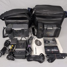 Pacchetto videocamera Sharp Viewcam VL-E66U e VL-E34U Video8 8 mm TESTATO custodie caricabatterie