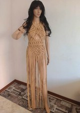 Abito Beige In Macramè, Fatto A Mano, Un Modello Esclusivo, Abito Estivo