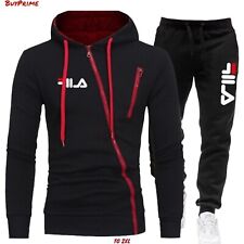 Tuta uomo sportiva modello Fila Tracksuit felpa con cappuccio zip 2 pezzi TG 2XL