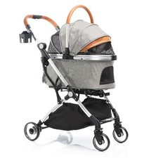 Fudajo 2in1 Passeggino per cani pieghevole grigio con ripiano Gatto Trasportino