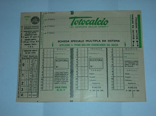 Totocalcio schedina speciale - schedina,