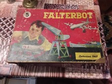 FALTERBOT  COSTRUZIONI 5   AEREO NAVE E GRU    SCATOLA IN LEGNO  ANNI '50