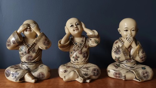 Sculture finto avorio monaci - finto,