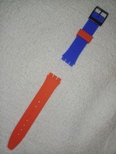 Cinturino COMPATIBILE Swatch Gent 17 mm.  Blu Rosso Nero (Nine to Six _ 9 to 6)