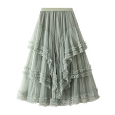Women Mesh Skirt Maxi Tiered