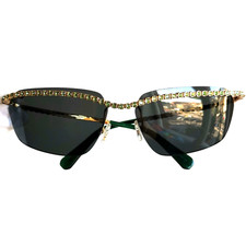 occhiali da sole SWAROVSKI sunglasses sk7001 gold green wrap frameless rimless