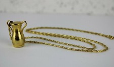 COLLANA Con Ciondolo in OTTONE a forma di ANFORA Apribile Porta pillole PENDENTE