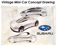 Raro disegno schizzo originale Subaru Mini Car Concept vintage frm Will Collection