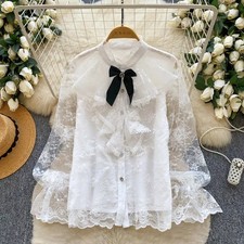 Blusa Camicia Pizzo Volant