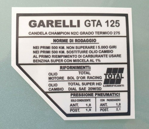 Garelli gta 125 - gta, adesivo