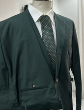 ABITO UOMO VERDE BOTTIGLIA LANA SLIM FIT 44 46 48 50 52 54 56 58 AUTUNNO INVERNO