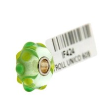 Trollbeads Unico in Vetro - OOAK Original Trollbeads Verde con bolle in rilievo 