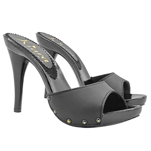 Black clogs with leather - , band