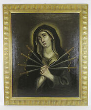 QUADRO ANTICO MADONNA ADDOLORATA SETTE SPADE XVIII SECOLO DIPINTO OLIO TELA VS11