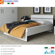 Letto Matrimoniale In Legno Giroletto Bianco Frassino 200x171cm Fiancate 18-22mm