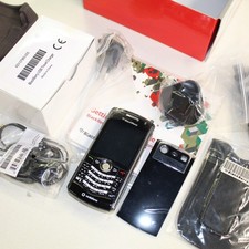 Raro telefono vintage Blackberry Pearl 8110 Vodafone nero con scatola