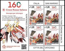 SMOM 2024 FOGLIETTO CROCE ROSSA EMISSIONE CONGIUNTA ITALIA VATICANO SAN MARINO