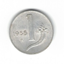 MONETA coin 1 LIRA Italia 1955 Repubblica Italiana numismatica