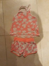 lotto 776b vestito abito bimba bambina 5/6 anni completo rosa fiori OVS