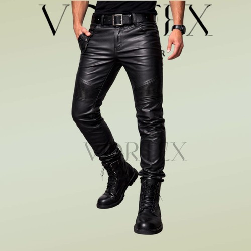 Pantaloni biker uomo pelle - , di