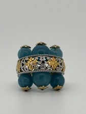 ⭐️Anello GemsEnVogue VALITUTTI NH Sterling 925 18k Acquamar Latteo e Zaffiro Misura 9,75⭐️