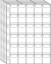 5 Pagine per La Raccolta Di Monete, Fogli da 30 Tasche 35x35mm, 9 Fori Laterali