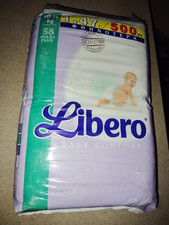 Vintage libero 58 pannolini plastica maxi plus 10-16 kg vecchio stock