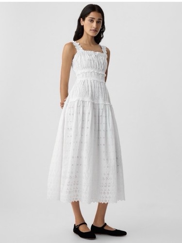 Abito midi bianco strati - strati, con