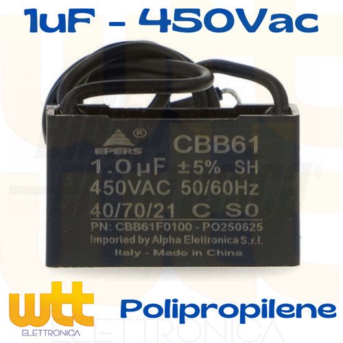 Condensatore 1uf cbb61 450vac - condensatore,