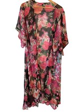 Spolverino lungo trasparente Betsey Johnson nero floreale stile kimono taglia unica