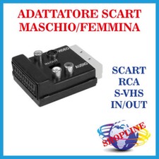 ADATTATORE SCART MASCHIO FEMMINA RCA S-VHS AUDIO RCA IN OUT CAVO TV