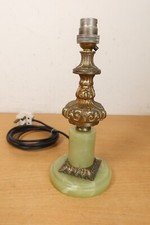 Vintage Brass Metal Green Onyx Style Lamp Base Ornate Rococo Table Light 26cm