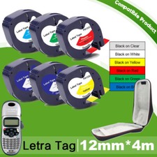 Ricarica nastro etichetta compatibile per Dymo LetraTag LT-100H 91200 91201 12267 12mm 4m