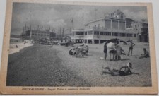 Cartolina ill. PIETRALIGURE, Bagni Flora, Cantiere Federale, Amb. Ventimiglia-GE