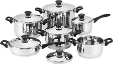 Batteria di Pentole Bavaria 12 Pezzi in Acciaio Inox 18/10 Offerta Casa