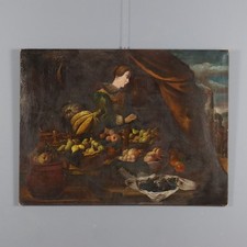 Dipinto Antico Bancarella di
