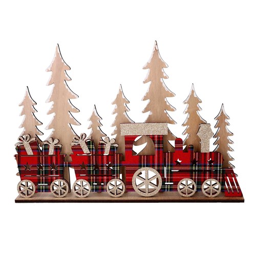Trenino legno rosso scozzese - , e