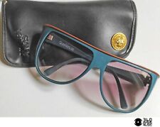 Gianni Versace vintage 1980s occhiali da sole con custodia azzurro marrone small