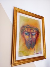 Novella parigini Olio Su Tela 60 X 80 "Volto Del Cristo" 