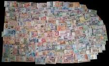 Lotto di 200 Banconote Mondiali Differenti FDS (UNC) 57 Paesi Diversi