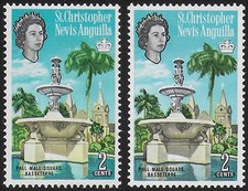 1963 St Kitts-Nevis Pall Mall Square 2c. variety MNH SG n. 131a