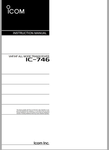 Icom 746 manuale - ic-746, istruzioni