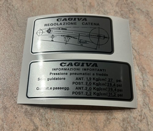 Cagiva etichette tecniche