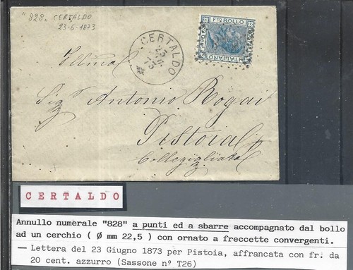 1873 20c t26 con - numer, punti