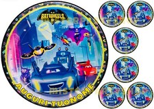 Cialda - Ostia per torte Batwheels con 6 mini cialde dischetti per dolcetti