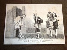 Rara Napoli nel 1875 Maschere greche dei Capteivei di Plauto Disegno di Michetti